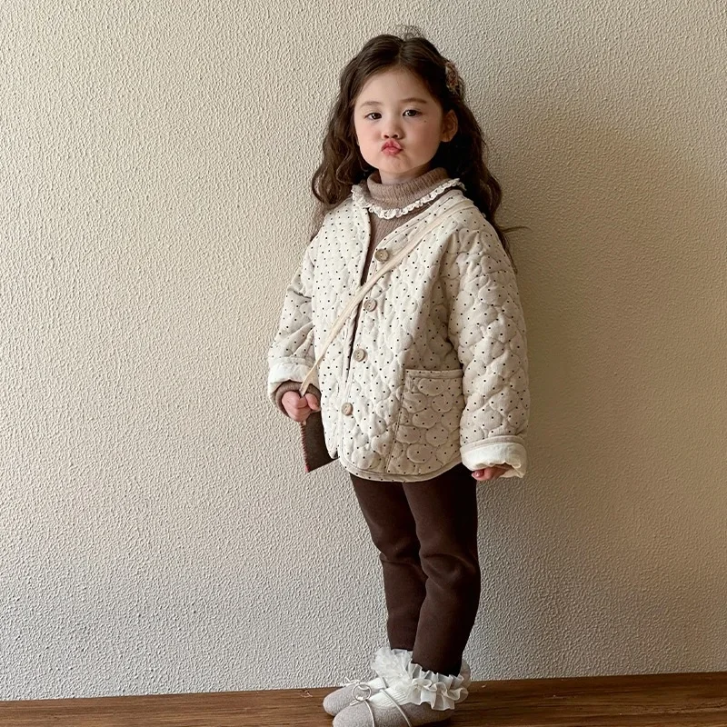 Girls' Winter Jacket with Cotton Jacket  New Children's Korean Version Thick Warm Top for Girls' Autumn and Winter Cotton Jacket