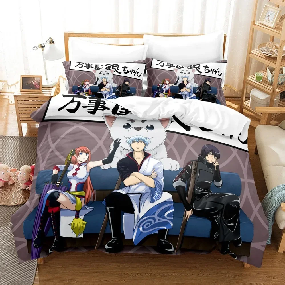 Anime GINTAMA Gintoki Bedding Set Boys Girls Twin Queen Size Duvet Cover Pillowcase Bed Kids Adult Home Textileextile