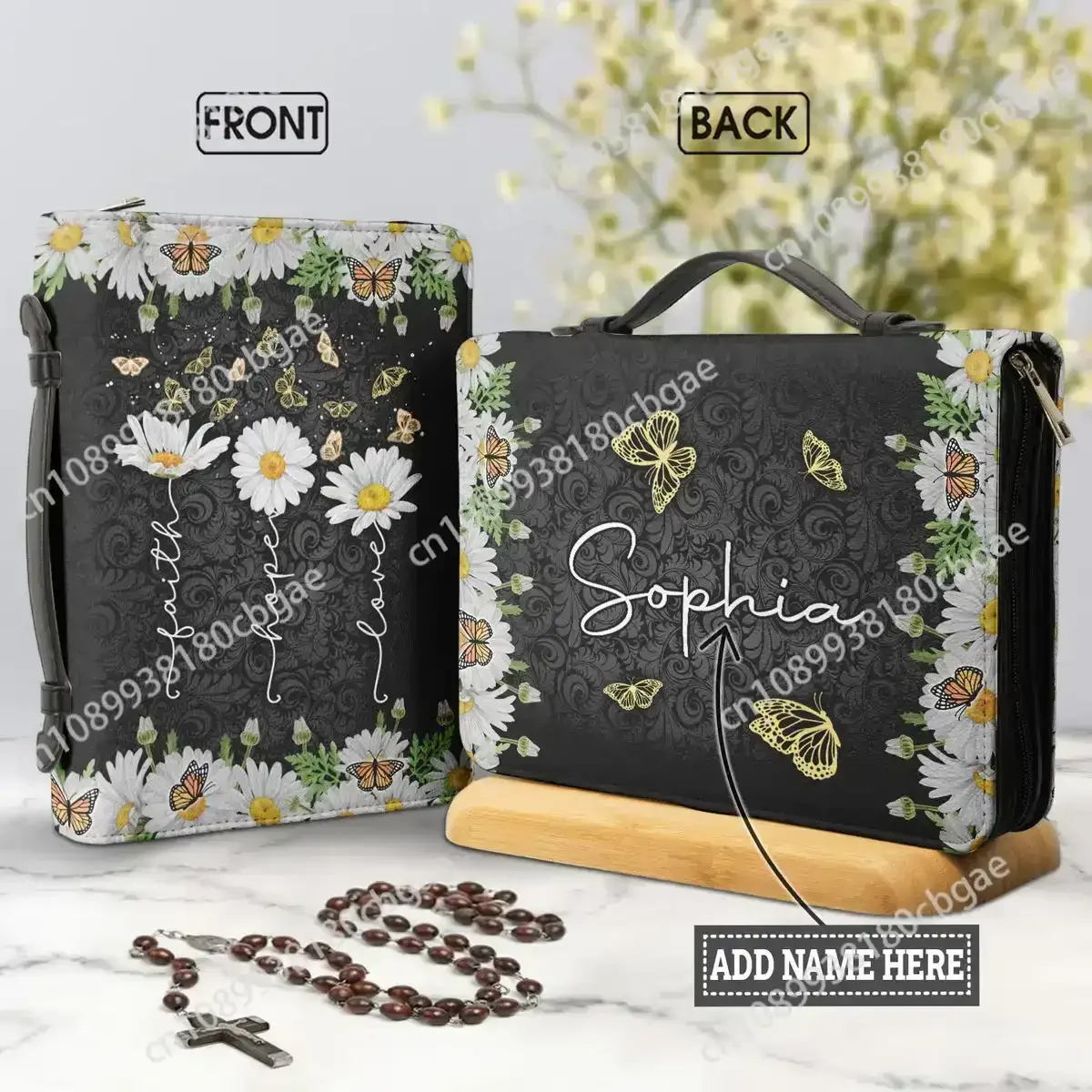 

Small Daisy Butterflies Design Bible Storage Bag Bible Study Book Holy Cover Case Personalitized Carry Bag Protective Handbags
