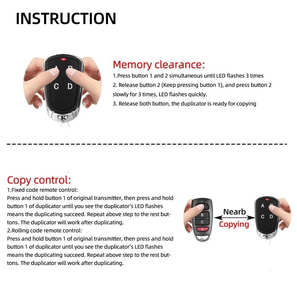 433MHz Remote Control Electric Gate Garage Door Opener Remote Control Duplicator Fixed Rolling Code Clone Copy Car Key