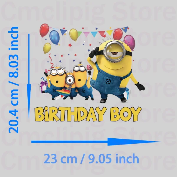 Divertenti Minions DAD OF THE BIRTHDAY BOY adesivi autoadesivi a trasferimento termico patch fai da te per bambini strisce appliques iron on