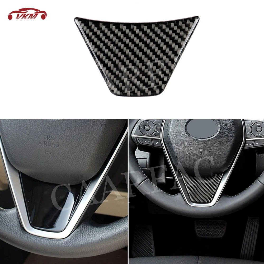 

Carbon Fiber Car Steering Wheel Trim Frame Panel Cover Sticker Garnish For Toyota Camry 2018 2019 Car Styling