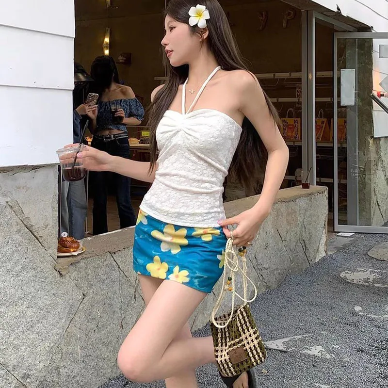 الفرنسية الرباط الأزرق الأزهار صديرية دائرية المرأة منفصلة ملابس السباحة مجموعة الساحلية الصيف عطلة الشاطئ عطلة ملابس السباحة لفتاة #6