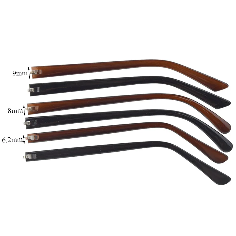 20pcs(10pairs) PC Glasses Eyeglasses Temple Plastic Leg Tip Optical Frame Eyewear Repairing Parts Black Brown 9mm 8mm 6mm Width