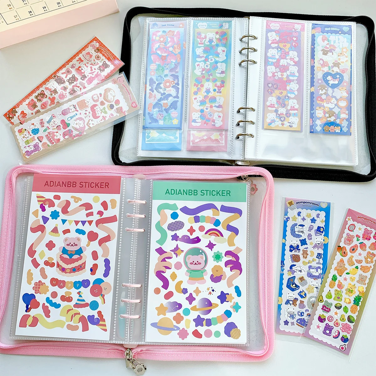 Sharkbang New Arrival A5 Zipper Binder Collect Book Glitter Cover Organizer Journal Notebook Bullet Transparent PVC Photo Album