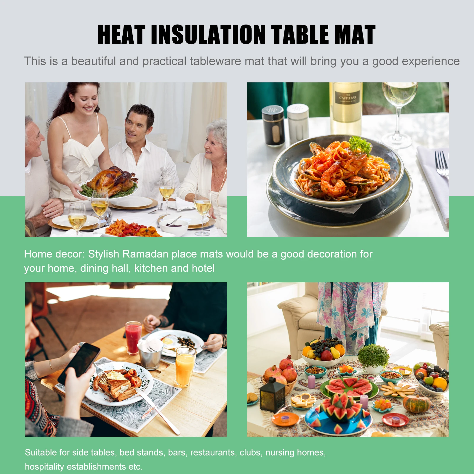 

1pc Heat Insulation Placemat Premium Silicone Table Mat Anti-Slip Dish Mat For Party Table Protection