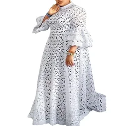 Vestidos africanos ahuecados para mujer, Abayas Dashiki, caftán largo, vestido Maxi de una pieza, moda musulmana elegante, nuevo, 2024