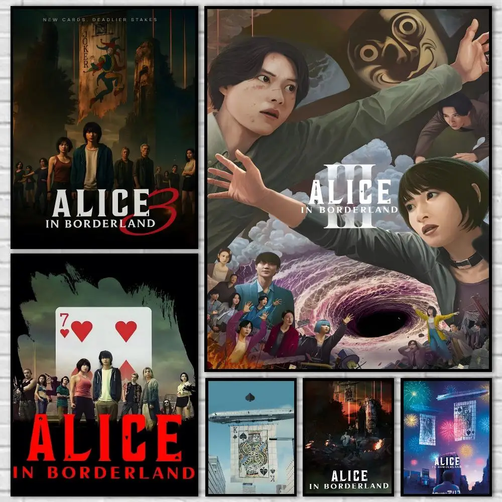 Alice in B-Borderland Poster Stickers HD Painting Self-Adhesive Modern Art for Bedroom Living Room Home Decor Wall Decals Gift