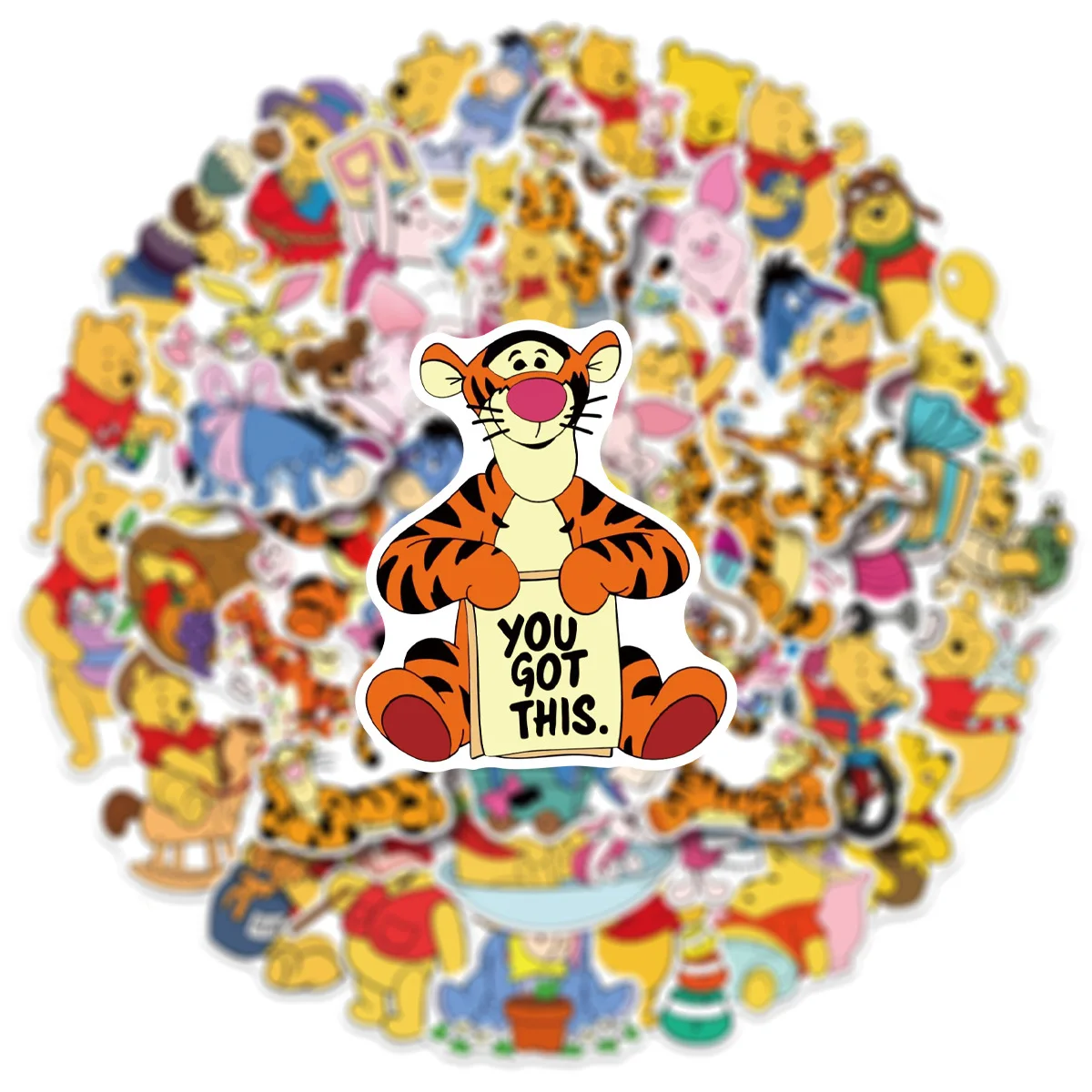 10/50 UNIDADES ‌ Oso Pooh y Tigre ‌   Pegatinas de Graffiti de Disney, Divertidas Calcomanías de Dibujos Animados, Adhesivos para Equipaje, Teléfono, Guitarra, Juguetes Clásicos para Niños