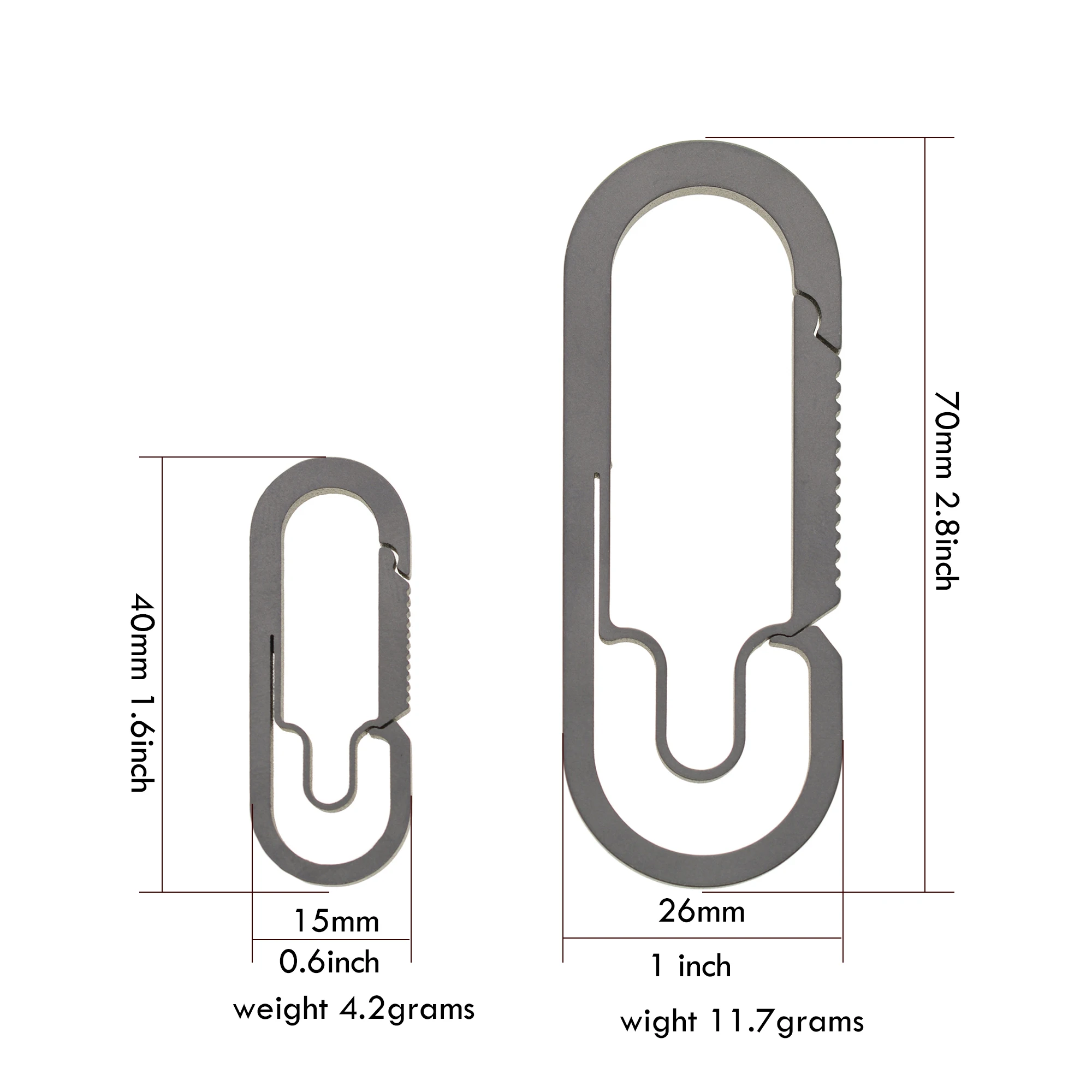 extra large or small Ti keychain Solid titanium oval snap spring Lock Carabiner Key ring Safety Hook DIY FOB EDC camping outdoor