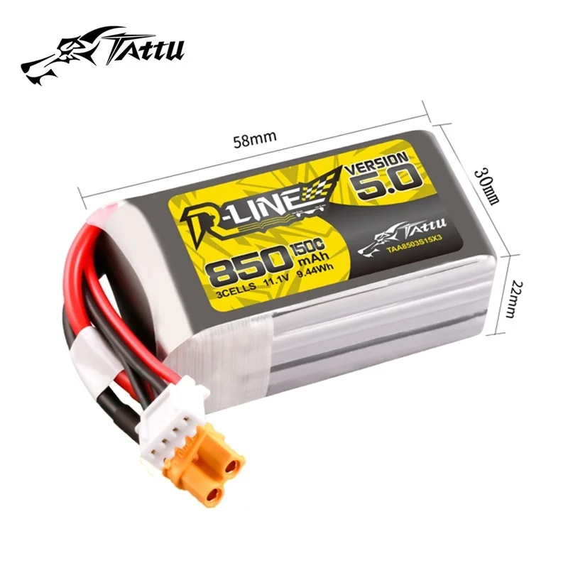 3PCS TATTU-R-LINE 5.0 850mAh 150C 11.1V LiPo Battery For RC Helicopter Quadcopter FPV Racing Drone Parts 3S Rechargeable Battery