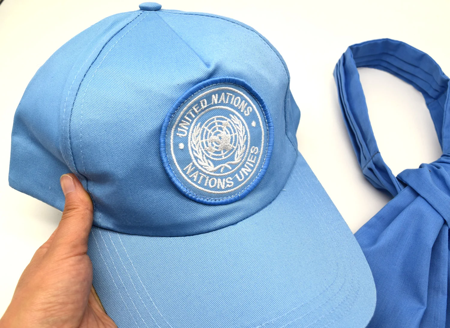 UN Forces Blue Baseball Cap UN Scarf Bow Tie Hat