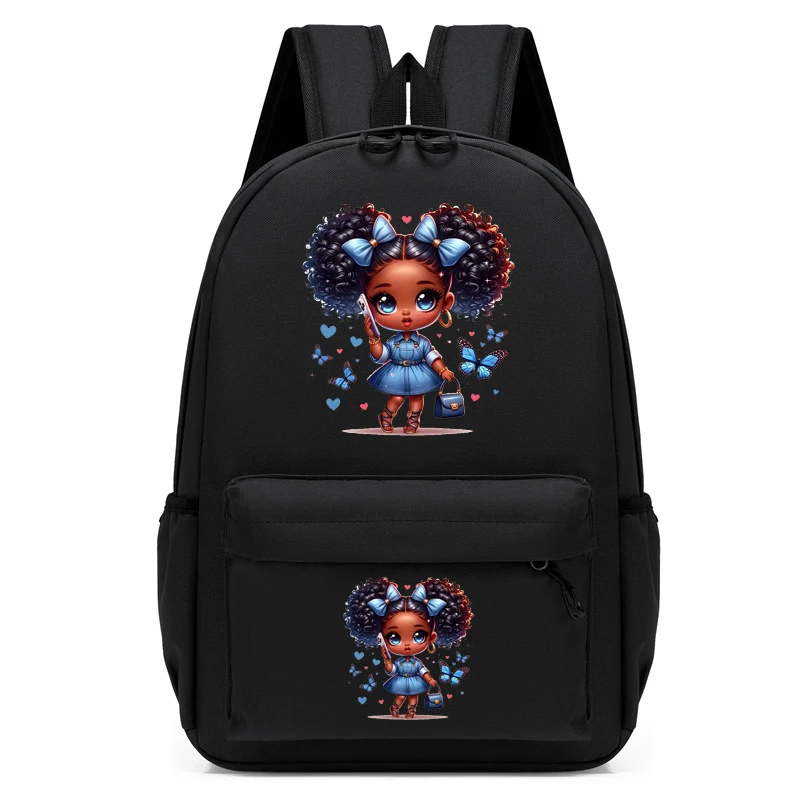 Mochila infantil de borboleta preta e azul para adolescente, bonito jardim de infância, mochila infantil, meninas viagem Bagpack