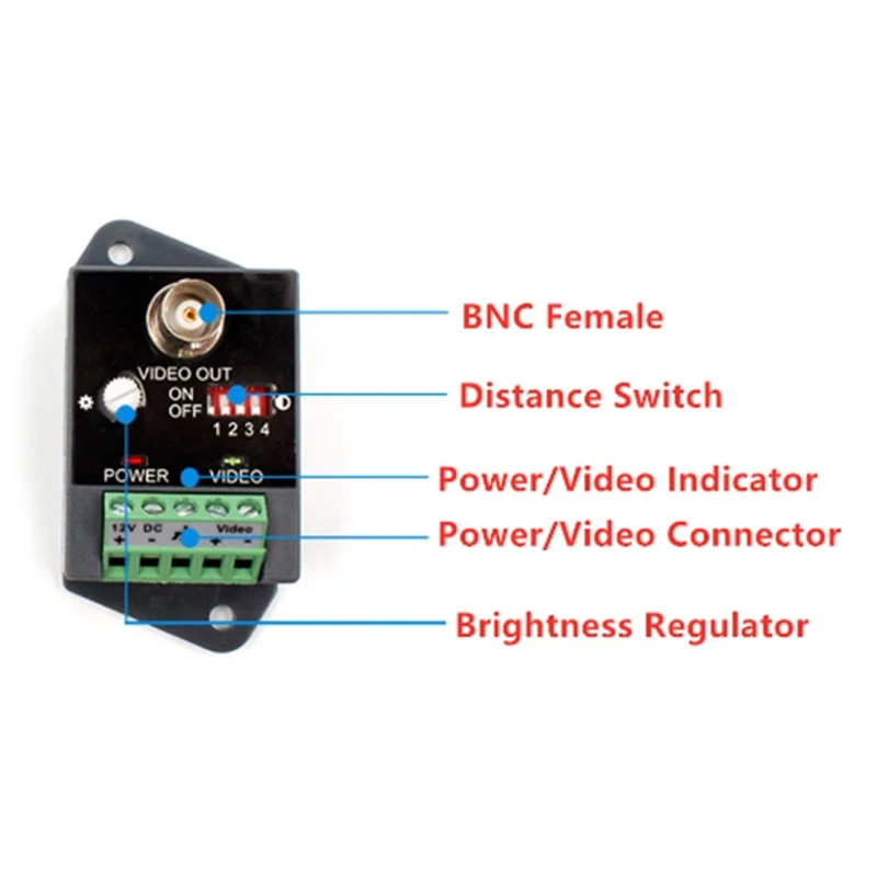 Single-Channel Active Video Balun For CCTV HD-TVI CVI AHD Active HD Video Transceiver Durable Easy Install