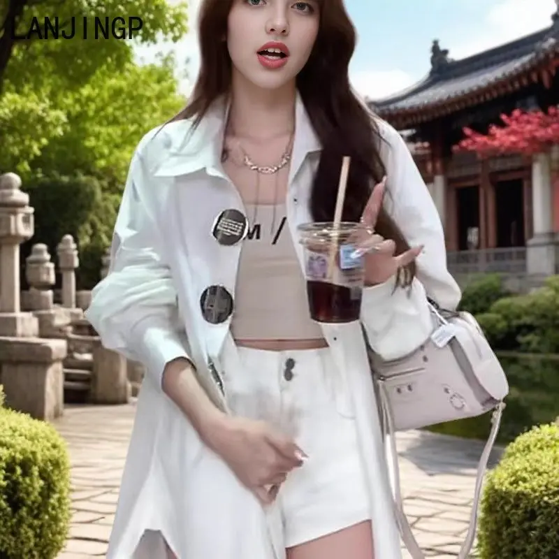 White shirt women's early spring new loose design sense niche fashion foreign style chic beautiful top outside wear