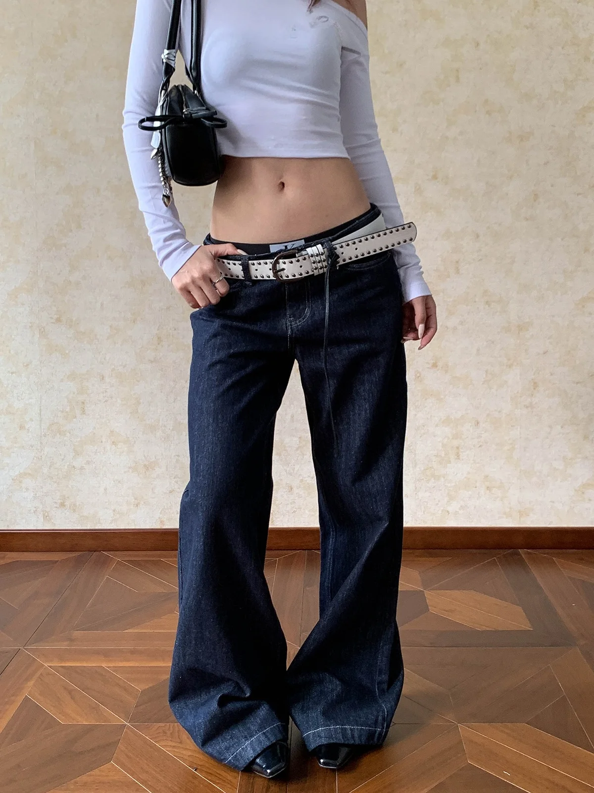 

Джинсы в американском стиле ретро с низкой талией, женские джинсы Cleanfit, новые прямые утягивающие брюки длиной до пола, хлопковые брюки на молнии