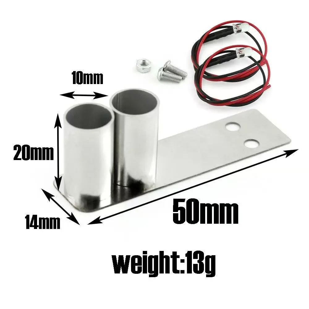 Tuyau d'échappement en métal avec lumière LED pour voiture de course RC 1/10 Redcat HPI HSP Tamiya TT01 Sakura D4 D5 Kyosho