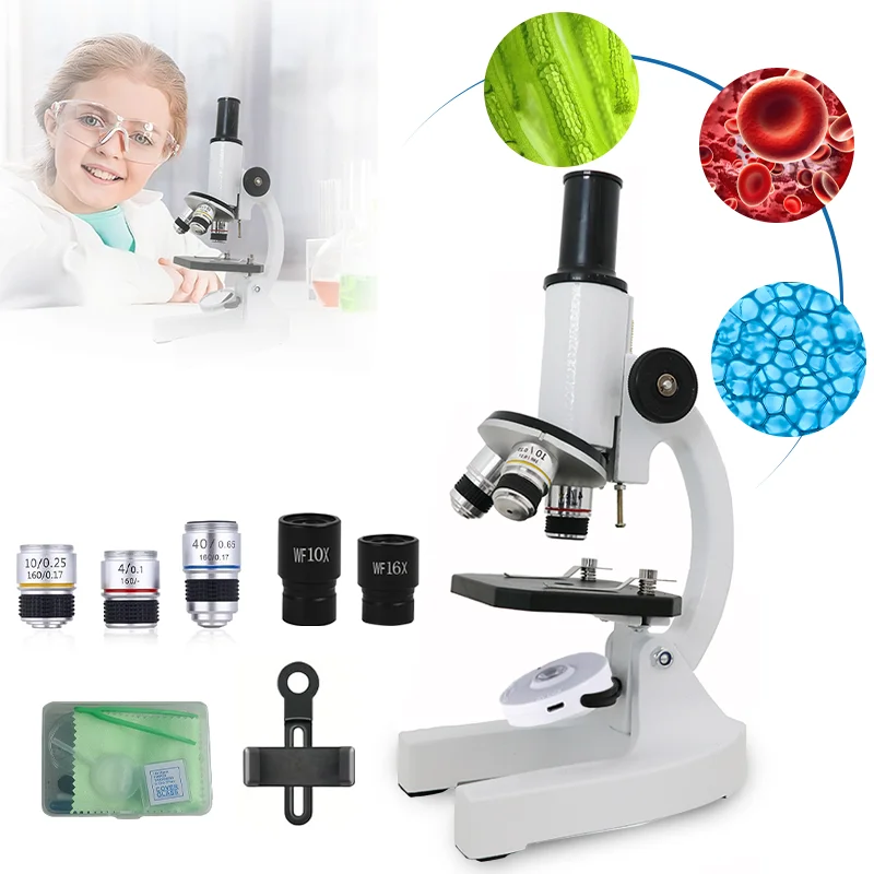 

Children's Monocular Optical Microscope 40X-1200X Digital Zoom School Science Experiment Biology Microscope for Educational Use