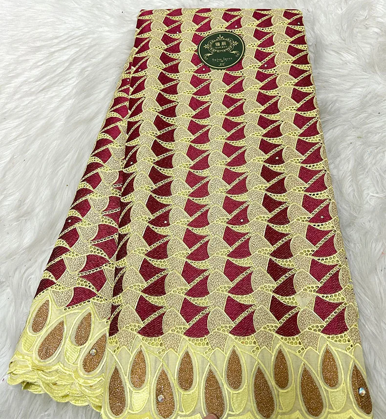 5Yard Swiss Voile Lace 2024 High Quality Africa Embroidery 100% Cotton Fabric Brode Popular for African Women Cloth tc0454