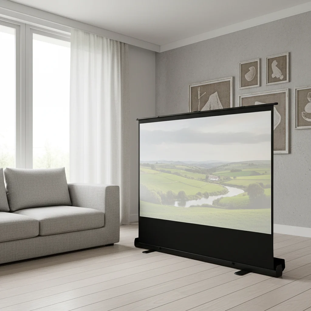 80 Zoll 4:3 Aufziehbare Projektionsleinwand Freistehende Bodenleinwand Tragbare Heimkino-Leinwand Aluminiumrahmen Einfacher Aufbau Hohe Auflösung
