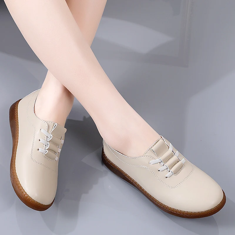 2025 الأبيض أحذية مفلكنة النساء أحذية حذاء كاجوال وتر وحيد للنساء أمي الشقق zapatos de mujer #3