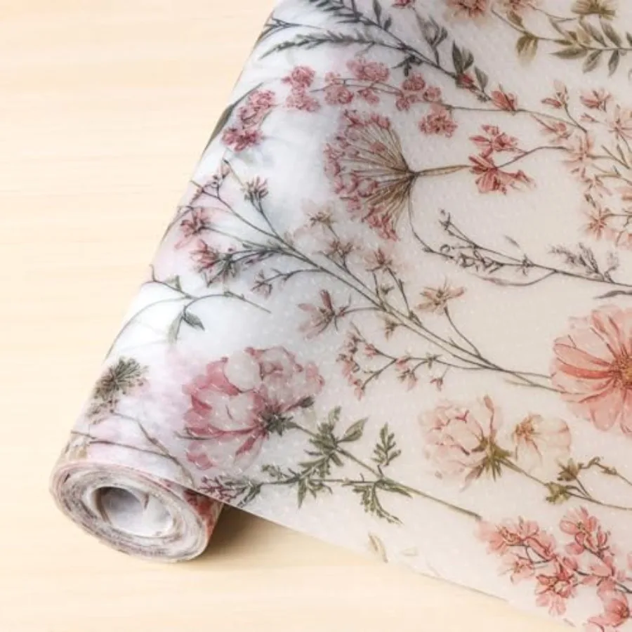 Colorful Floral Non-Adhesive Shelf Liner, Waterproof EVA Drawer Mat for Kitchen, Cabinets Drawer Shelf Liners for Kitchen Wire