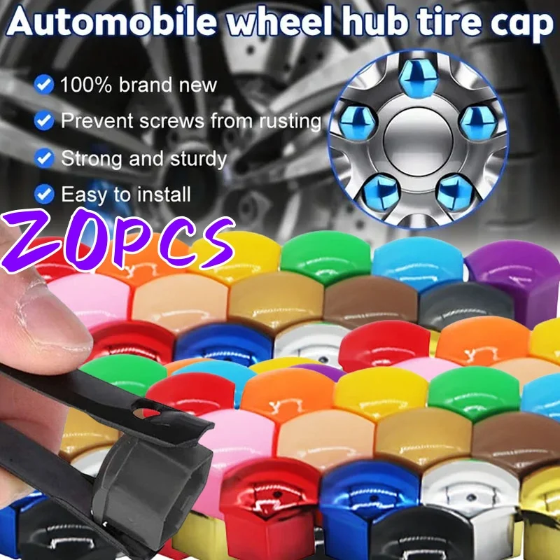 ฝาครอบน็อตล้อรถยนต์ 20 ชิ้น ป้องกันสนิม ฝาครอบป้องกันสกรูดุมล้อรถยนต์ ฝาครอบน็อตล้อรถยนต์ ขนาด 17/19/21 มม.
