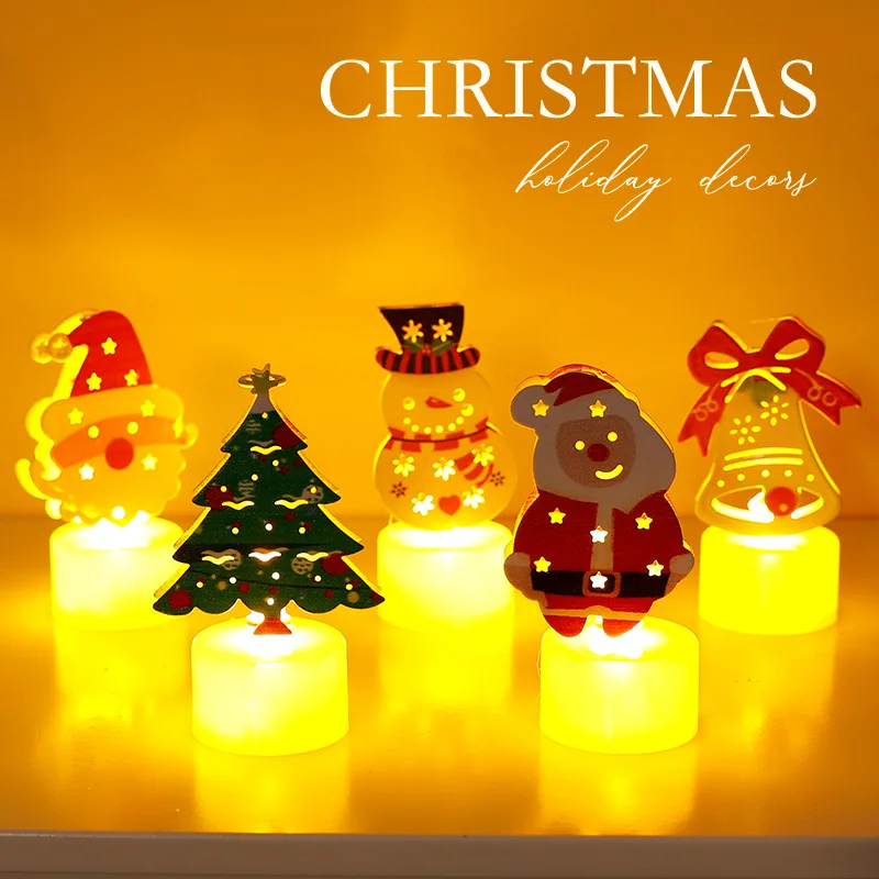 LED Candle Lights Christmas Tree Santa Claus Snowman Creative Candle Night Light Christmas Tree Decoration Ornaments Gifts Whole