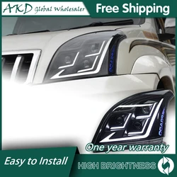 Headlights For Toyota Prado 2004-2009 LC120 DRL Head Lamp 12V H7 LED Lens Bi Xenon Bulbs Fog Lights AKD Car Decoration Accessory