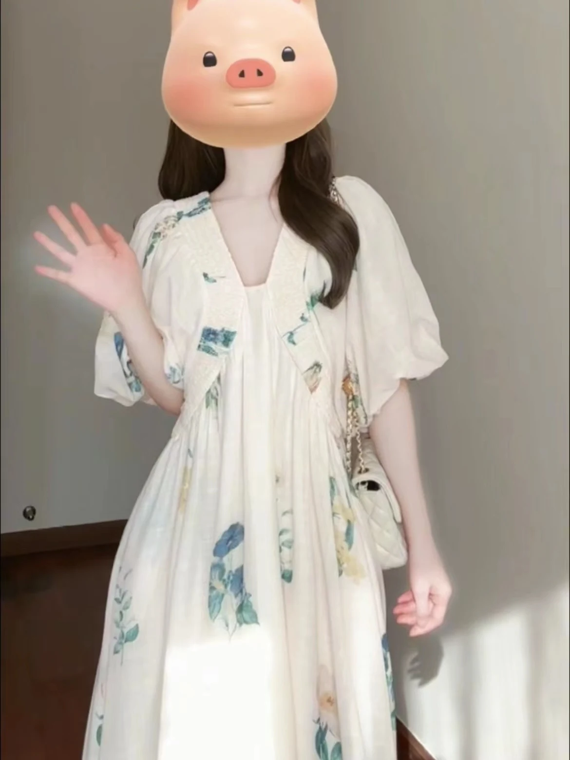

Ladies summer French vintage short-sleeved dress loose fashion casual beach holiday style long dress