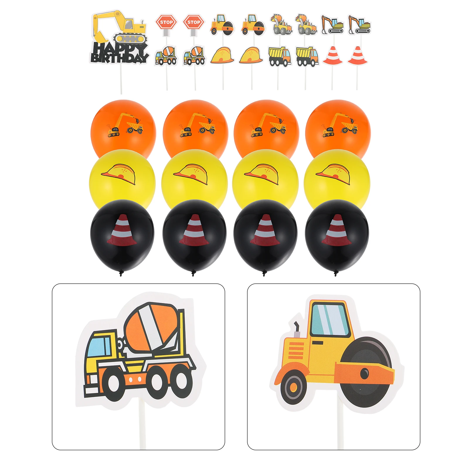 

Engineering Vehicle Balloon Set Kids Party Supplies Construction Theme Decorations Bright Colors Birthday Atmosphere Home