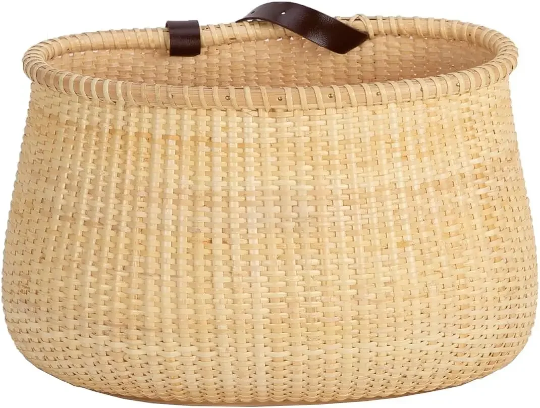 

Nantucket Bicycle Basket: Handcrafted Cane Woven Egg Shape Toto Basket