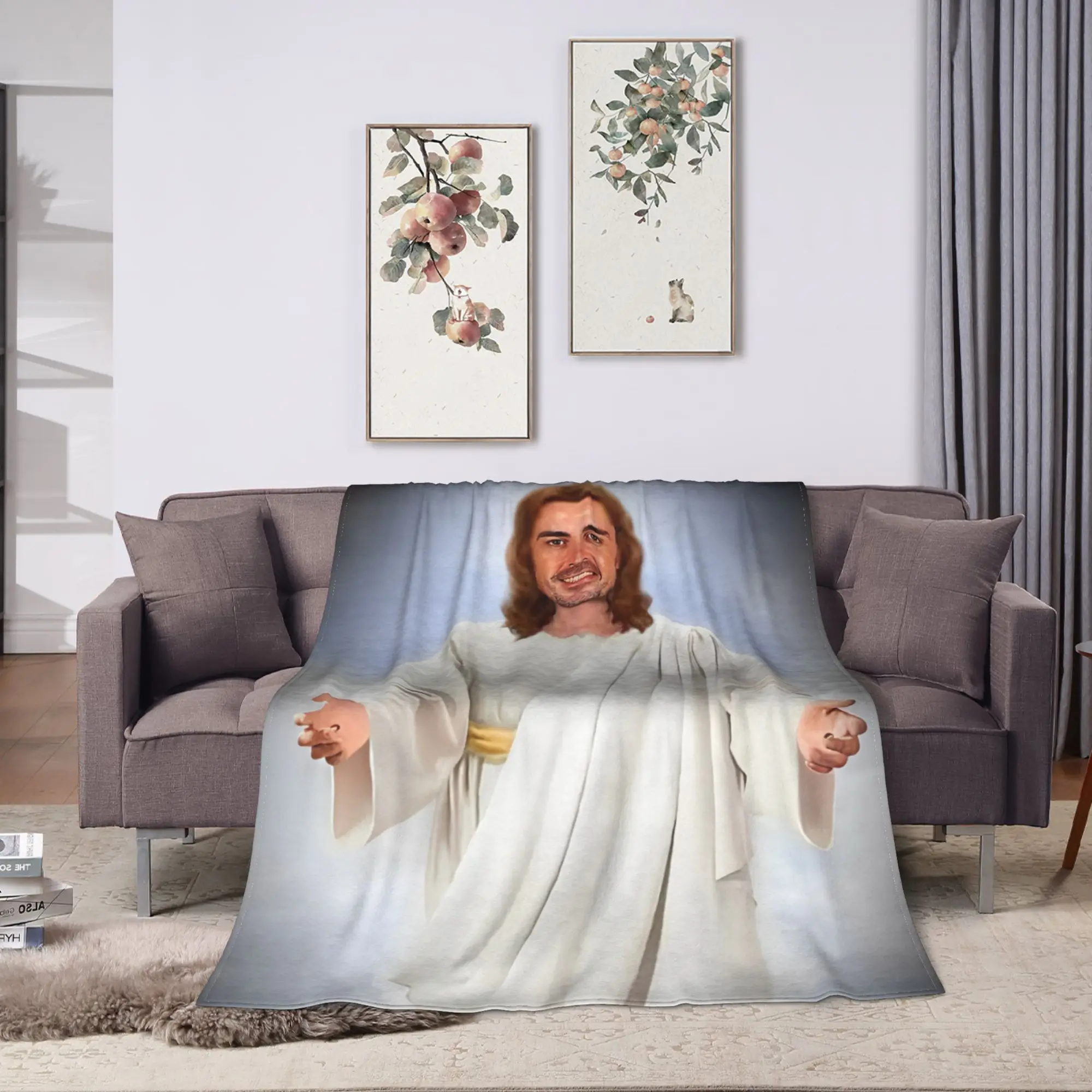 فرناندو ألونسو يسوع ميمي البطانيات المرجان الصوف أفخم مطبوعة متعددة الوظائف خفيفة الوزن رمي البطانيات لقطعة سجادة سيارة أريكة