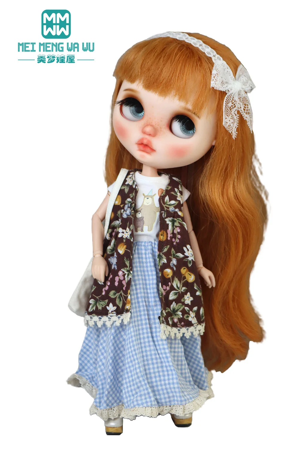 Blyth Azone OB22 OB24 인형 의류 패션 격자 무늬 스커트 티셔츠 소녀 선물