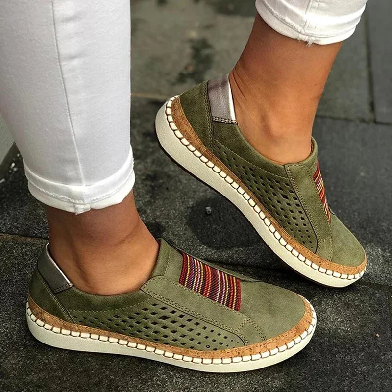 

2024 NEW Slip on Women’s Sneakers Loafers Vulcanized Breathable Hollow Out Casual Ladies Shoes Woman Trainers Plus Size 43