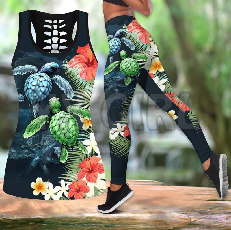 

Turtle Hawaii 3D Printed Tank Top+Legging Combo Outfit Yoga Fitness Legging Women