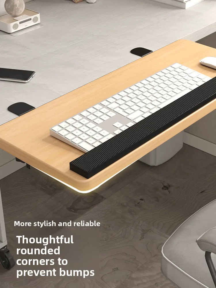 Real Wood Desktop Extension Board Foldable Office Table Keyboard Support Armrests Storage Adjustable Height Universal Holder