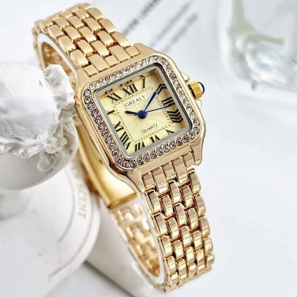 Luxury Rhinestone Women Watches Fashion Square Quartz Wristwatch Simple Ladies Clock Reloj Mujer
