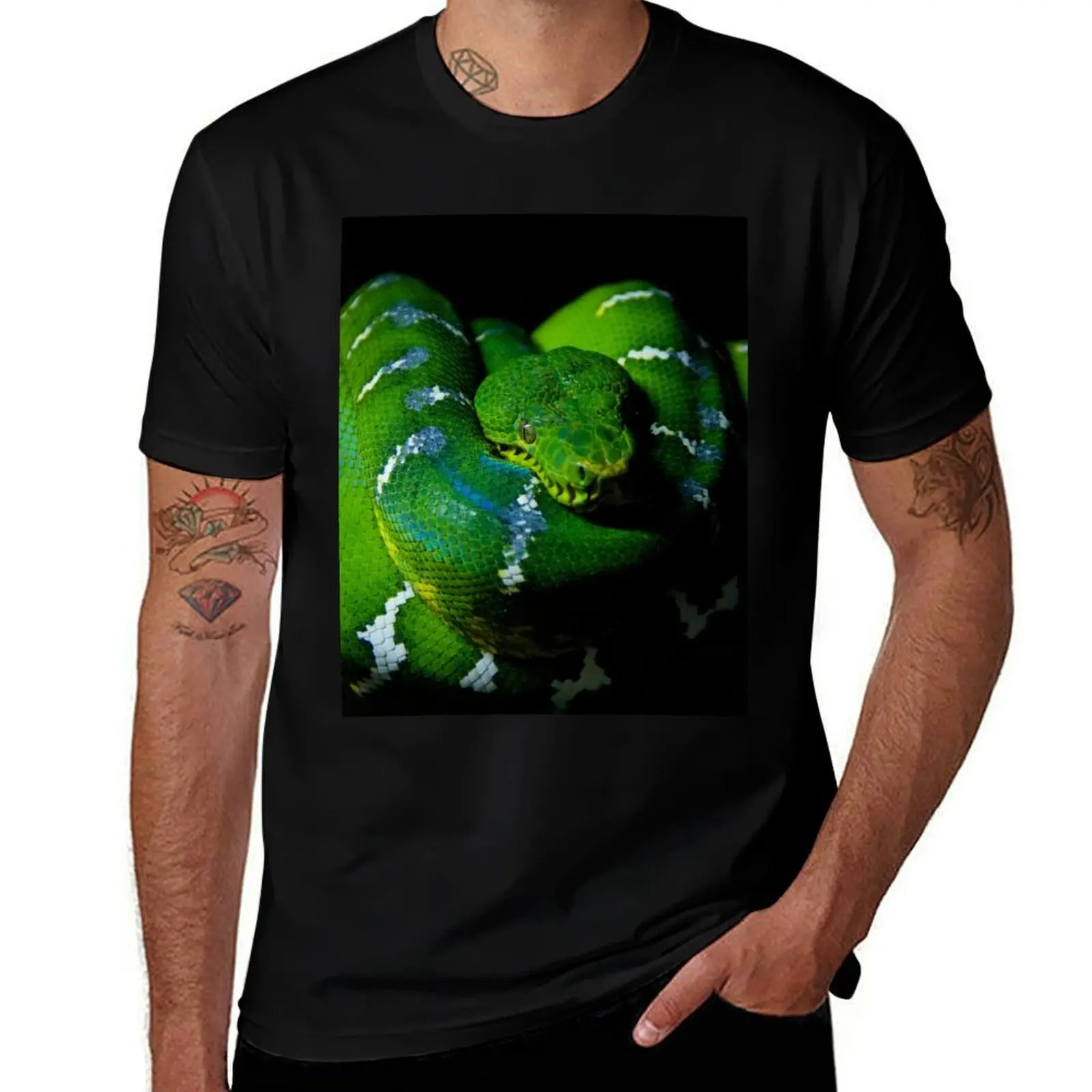 Emerald Tree Boa T-Shirt Casual All Match Tee Shirt for Men T-Shirt