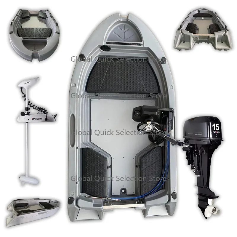 New Arrival 10ft 3.05m 3-M Fishing Kayak with Electric Motor Rotomolded Plastic Skiff Boats Tuffy Engine Boat