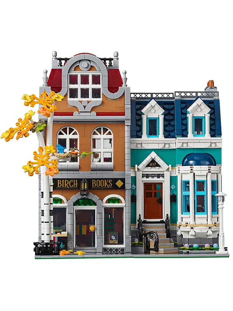 With MINI Figures Bookshop Toy Bookstore Architecture City StreetView Building Blocks Bricks Christmas Gift Compatible 10270