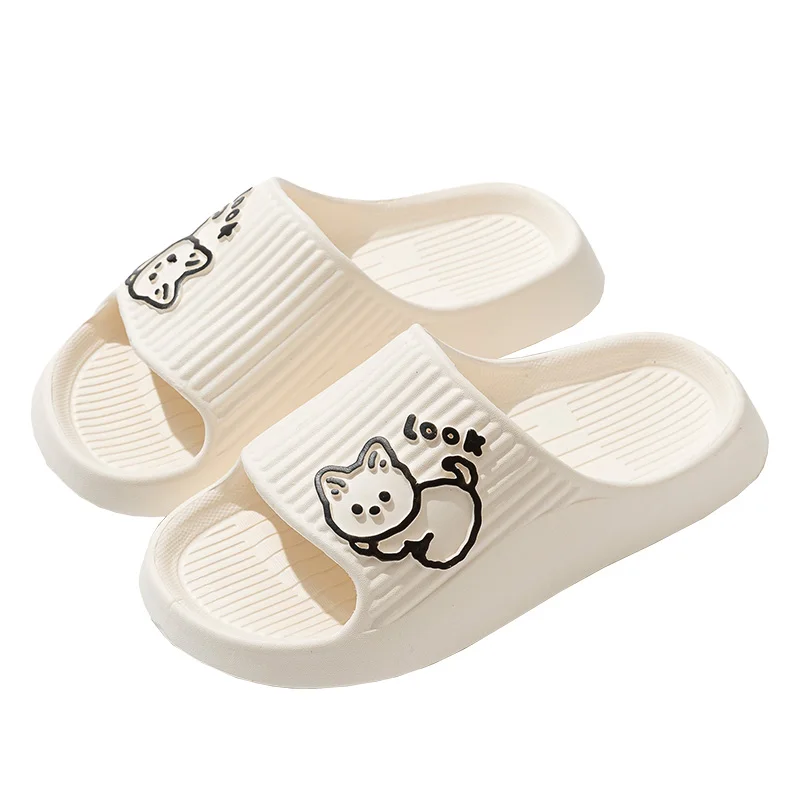 Zapatillas de baño con plataforma para mujer, chanclas antideslizantes para el hogar, zapatos de playa con Gato de dibujos animados, sandalias, toboganes para interiores y exteriores