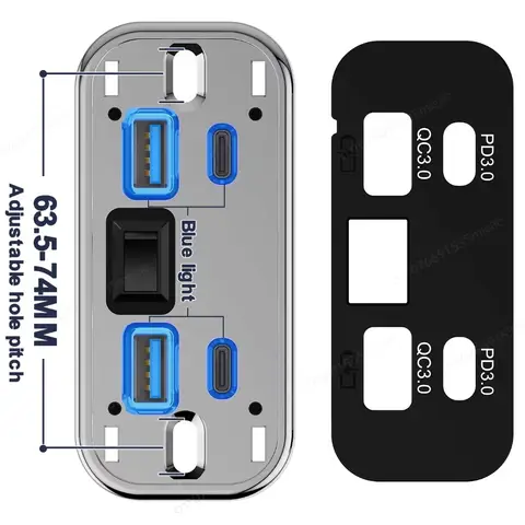 4 Ports 12V RV USB Outlet 76W Dual PD3.0 Type-C Quick Charge & QC3.0 Panel Wall Mount Charger Adapter for Marine Bus ATV Truck 10 best sales 12v usb panel - №1