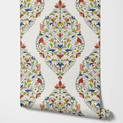 Traditional Turkish Wallpaper,Beautiful Floral Wall Mural Peel and Stick,Indian Motifs Mural Paper,Self-adhesive Or Traditional