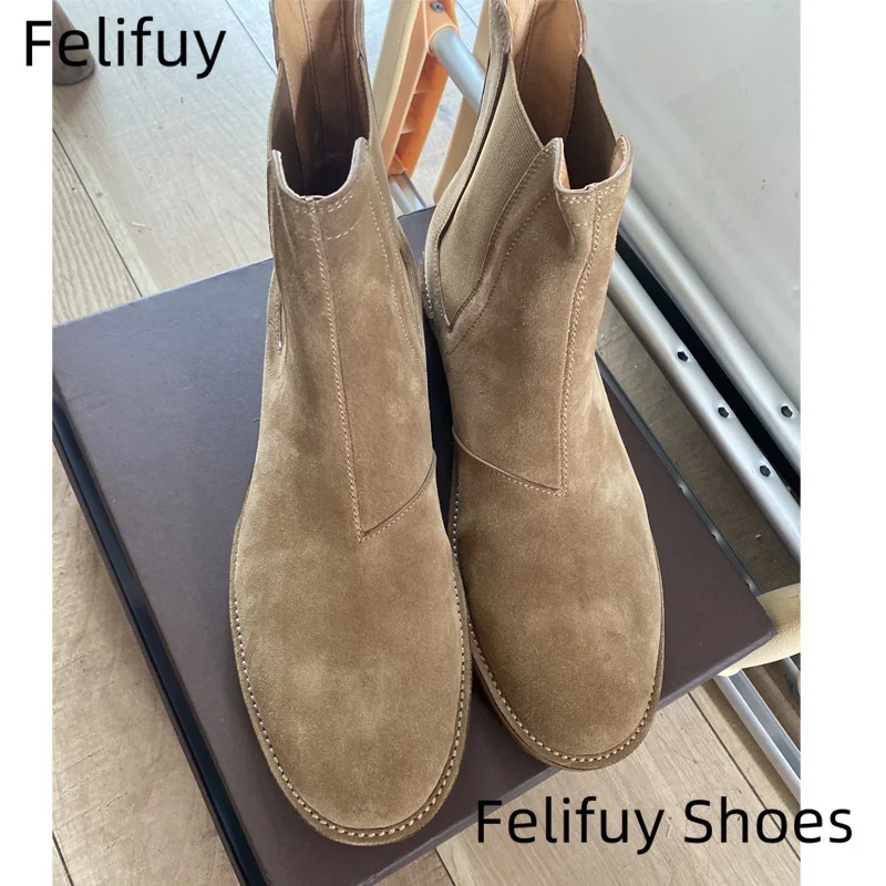 

Luxury Design Autumn Mens Cow Suede Leather High Tops Dress Shoes For Male Winter Formal Business Chelsea Ankle Boots