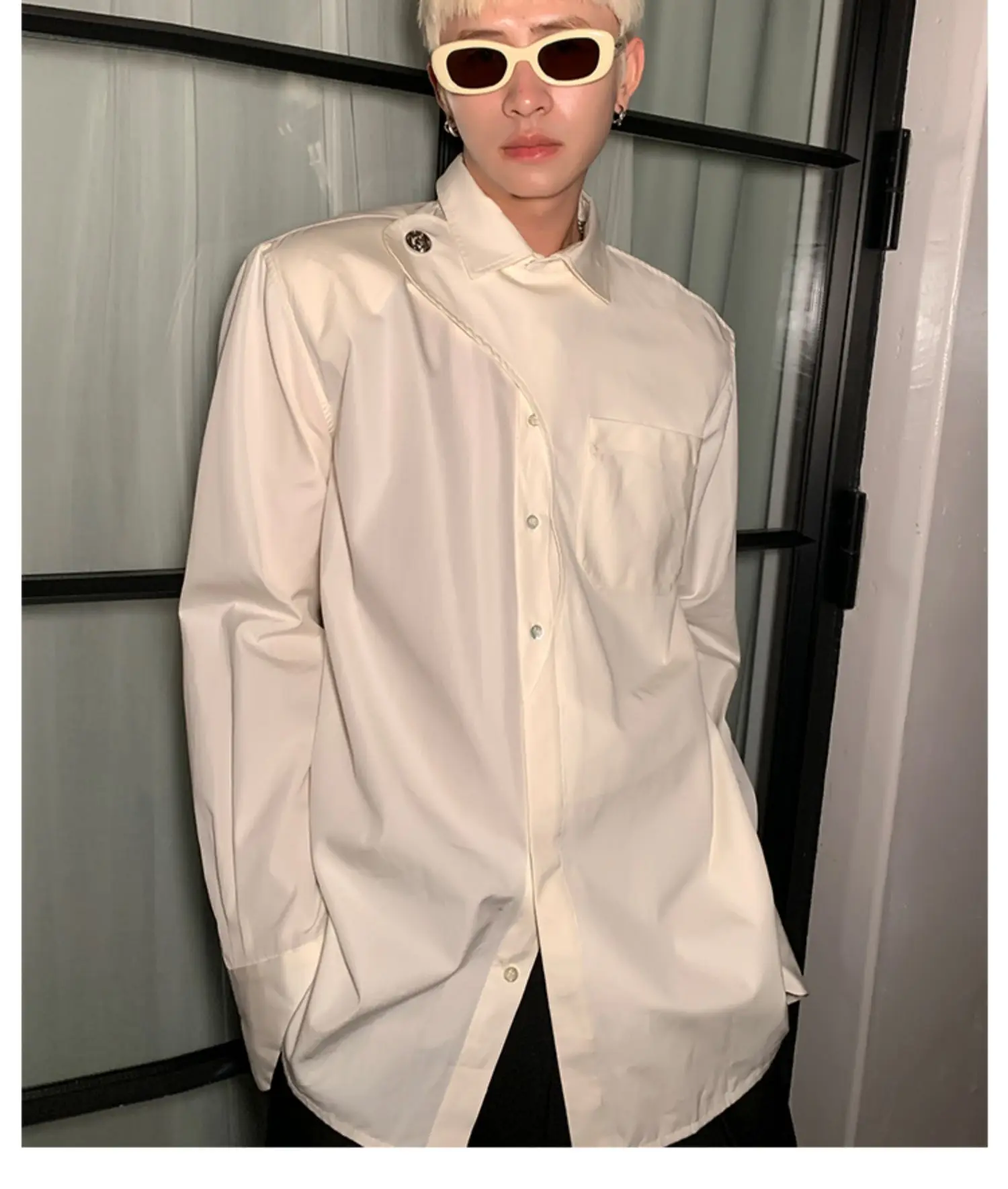 XS-6XL New 2024 Men Women's Clothing Catwalk Niche Design Catwalk Asymmetric Collar Details Casual Shirt Coat Plus Size Costumes