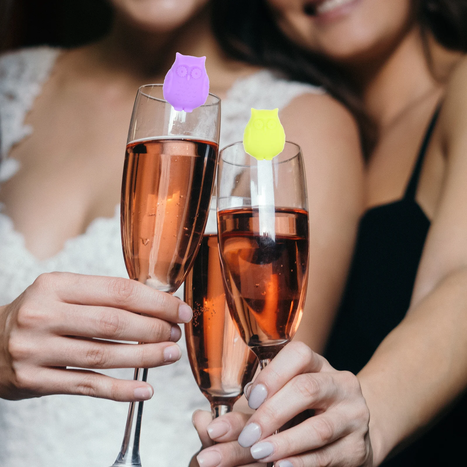 

6pcs Owl Shape Silicone Cup Identifier Non slip Shockproof Wine Glass Recognition Tag Adorable Marker Party Supply