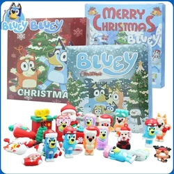 Bluey Figure Christmas Advent Calendar 24pcs Set Blind Box Birthday Gift Kawaii Blue Dog Anime Figural Action Pvc Model Kid Toy