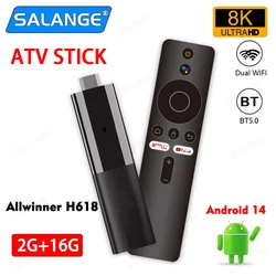 Android 14 ATV Smart TV Stick Support 8K Video 4K BT5.0 WiFi 6 Allwinner H618 Quad Core Cortex A53 Voice Remote Smart TV Box