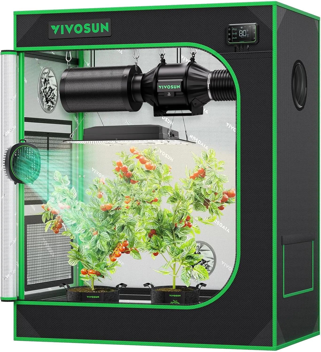 S3018 Tienda de cultivo de 30 "x 18" x 36 ", Mylar altamente reflectante con ventana de observación y bandeja de suelo para plantas de interior hidropónicas para VS1000